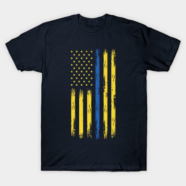 We support Ukraine, Free Ukraine, Ukrainian American flag design T-Shirt by laverdeden